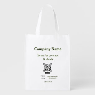 scan QR for contact & deals business name website Grocery Bag