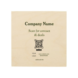 scan QR for contact & deals business name website Wood Wall Art