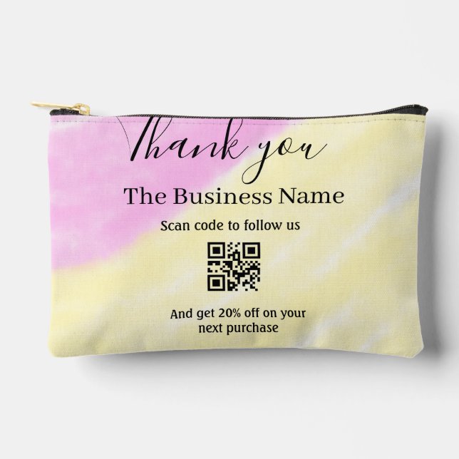 Scan QR to follow us thank you discount code pink  Accessory Pouch (Front)