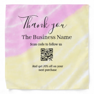 Scan QR to follow us thank you discount code pink Bandana
