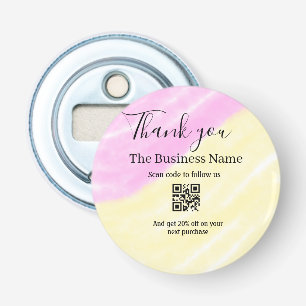 Scan QR to follow us thank you discount code pink  Bottle Opener