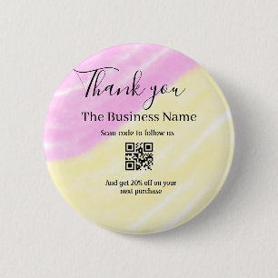 Scan QR to follow us thank you discount code pink  Button