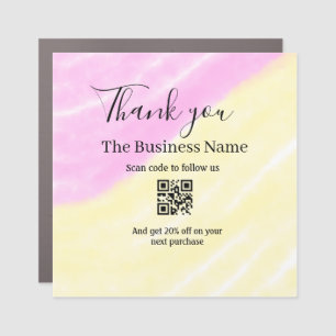 Scan QR to follow us thank you discount code pink Car Magnet