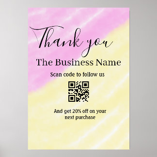 Scan QR to follow us thank you discount code pink  Holder