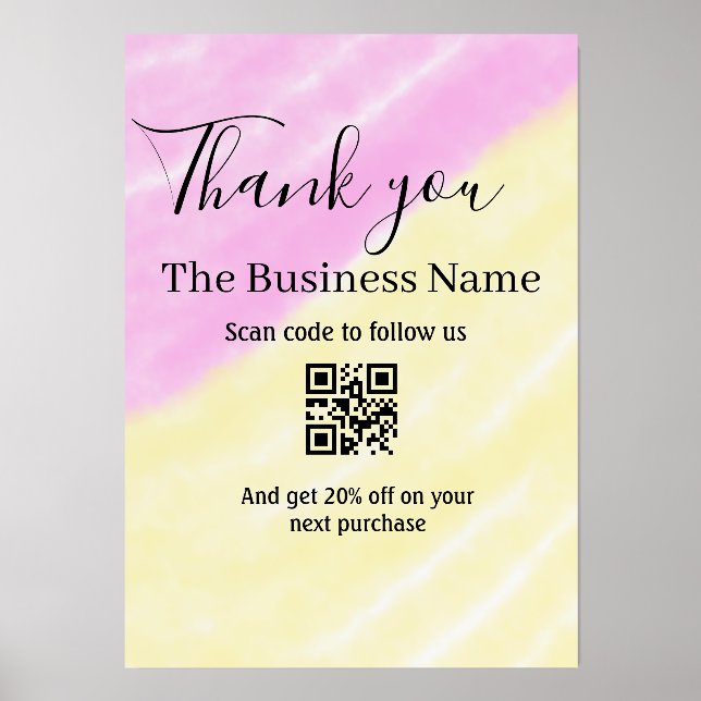 Scan QR to follow us thank you discount code pink  Holder (Front)