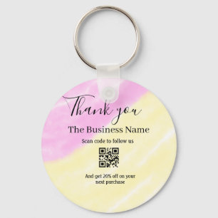 Scan QR to follow us thank you discount code pink Keychain