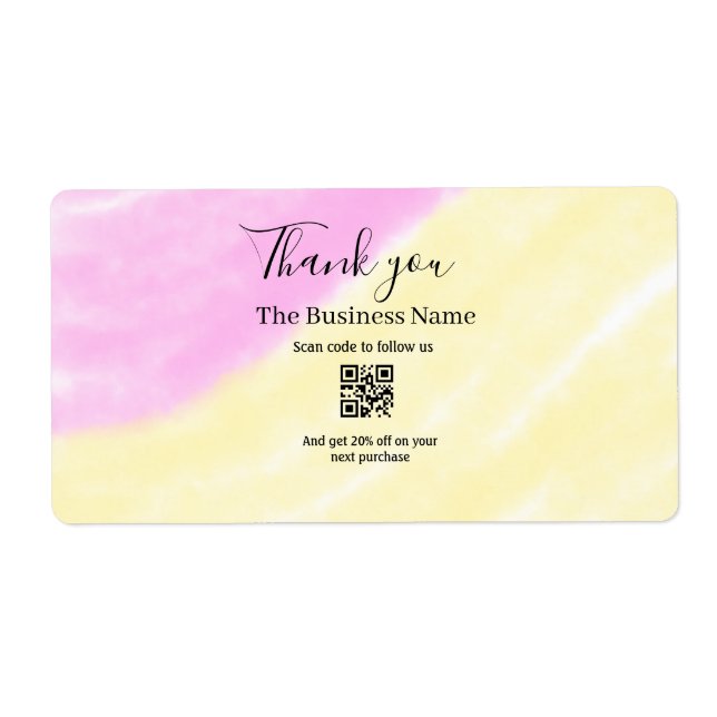 Scan QR to follow us thank you discount code pink  Label (Front)