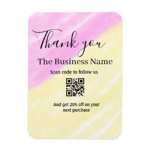 Scan QR to follow us thank you discount code pink Magnet