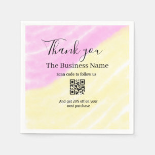 Scan QR to follow us thank you discount code pink Napkins