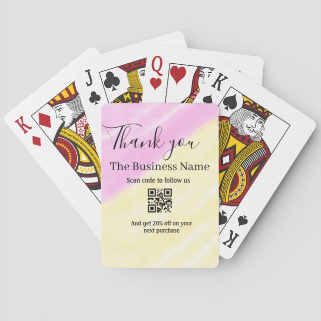 Scan QR to follow us thank you discount code pink  Poker Cards (Back)