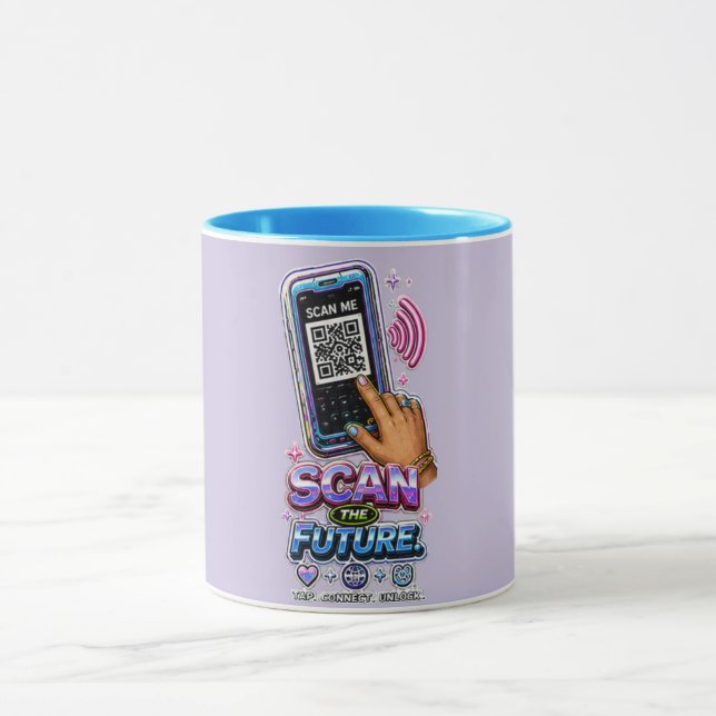 Scan the Future – Futuristic Cyber Tech Glitch  Mug (Center)