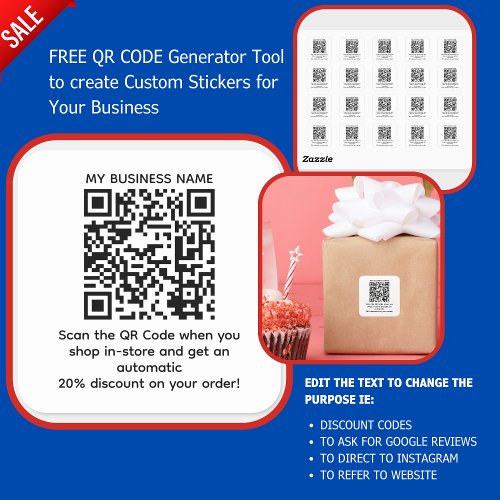 Scan the QR Code for a Discount CUSTOM BRANDED     Square Sticker