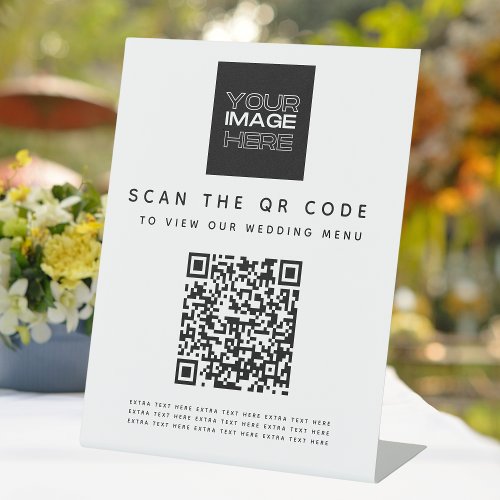 Scan The Qr Code Wedding Menu Pedestal Sign