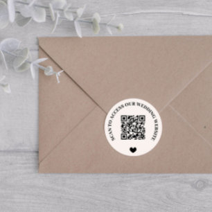 Scan To Access Wedding Website Heart QR Code Classic Round Sticker