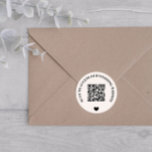 Scan To Access Wedding Website Heart QR Code Classic Round Sticker<br><div class="desc">Wedding website QR code sticker in black and white with curved text and a black heart. Cute black and white wedding QR code sticker.</div>