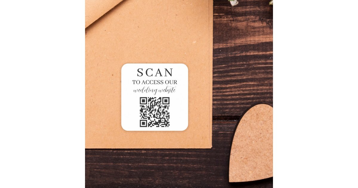 Qr Code Square Sticker Designs Scan To Access Wedding Website QR Code Square Sticker | Zazzle