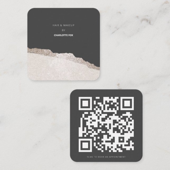 Scan to Book an Appointment QR Code Agate Square Business Card (Front/Back)