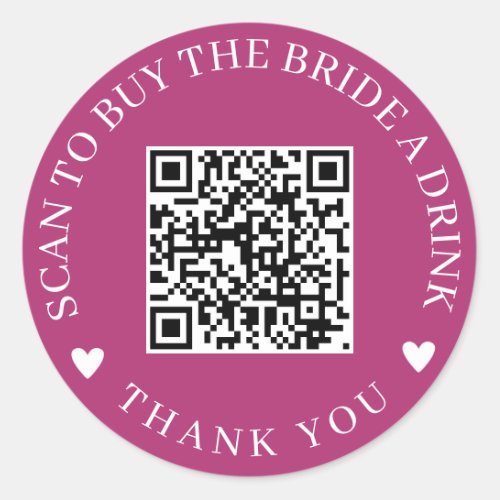 Scan To Buy The Bride A Drink QR Code Classic Round Sticker