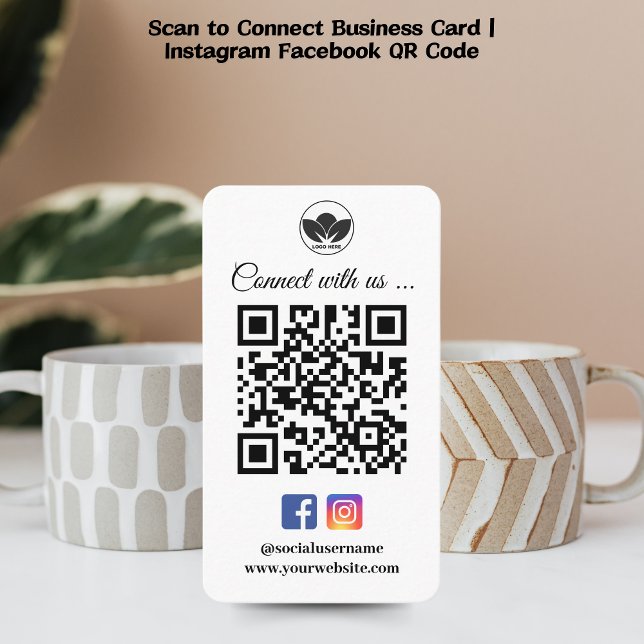 Scan to Connect Business Card | Instagram Facebook (instagram facebook qr code social media business card scan to connect)