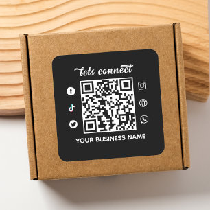 Scan to connect QR code and custom text Square Sticker