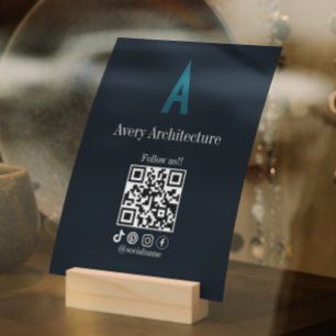 Scan To Connect Qr Code Dark Blue Small Business Holder