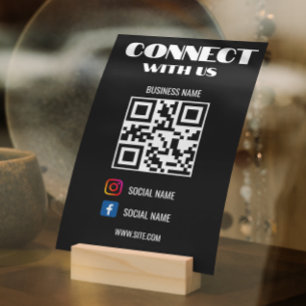 Scan To Connect Qr Code Social Media Icons Black Holder