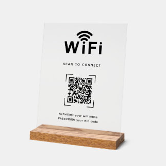 Scan to Connect | QR Code Wifi Login Acrylic Sign
