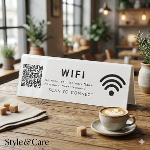 Scan to Connect WiFi 6x2 Table Sign with QR Code