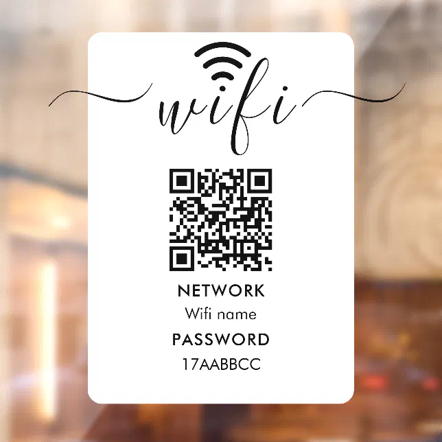 Scan to Connect Wifi Network QR Code Minimalist Window Cling | Zazzle