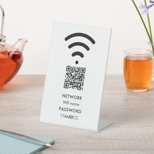 Scan to Connect Wifi Network QR Code Modern White Pedestal Sign