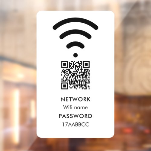 Scan to Connect Wifi Network QR Code Modern White Window Cling