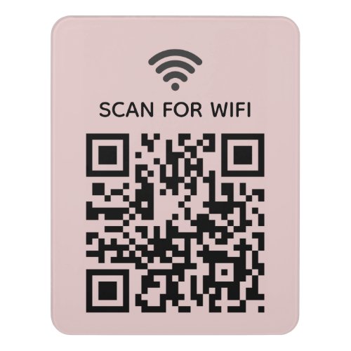 Scan to connect Wifi QR Code Minimal Dusty pink Door Sign