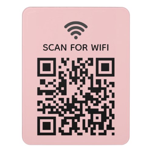 Scan to connect Wifi QR Code Minimal Pink  Door Sign