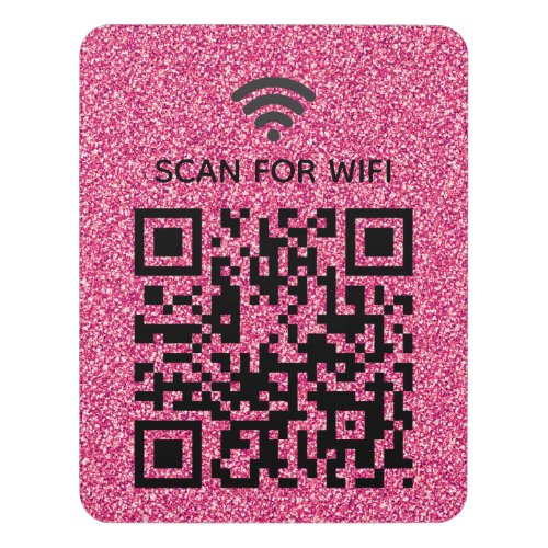 Scan to connect Wifi QR Code Minimal Pink glitter Door Sign
