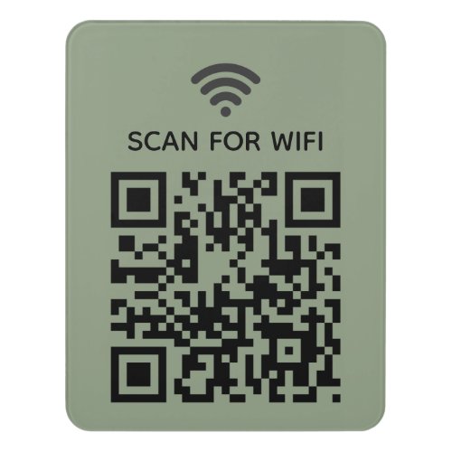 Scan to connect Wifi QR Code Minimal Sage green  Door Sign