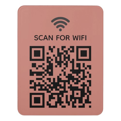 Scan to connect Wifi QR Code Minimal terracotta Door Sign