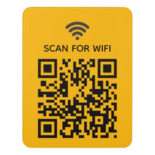 Scan to connect Wifi QR Code Minimal Yellow Door Sign
