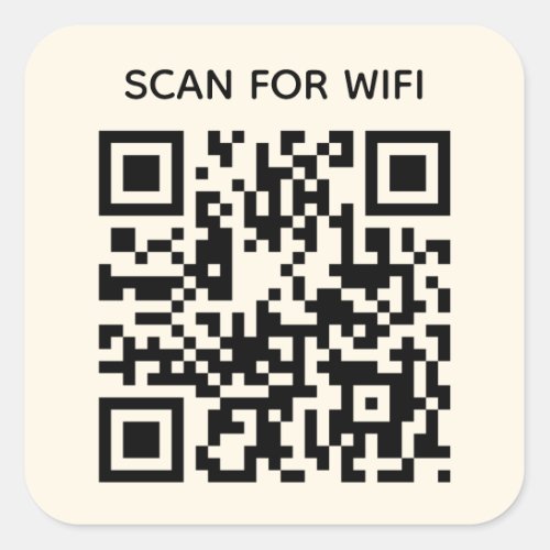 Scan to connect Wifi QR Code Modern Natural White Square Sticker