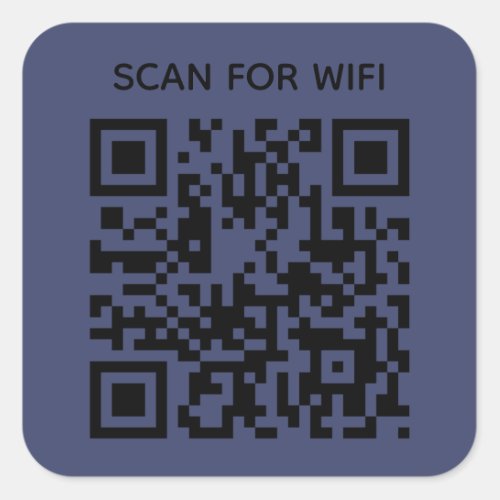 Scan to connect Wifi QR Code Modern Navy Blue Square Sticker