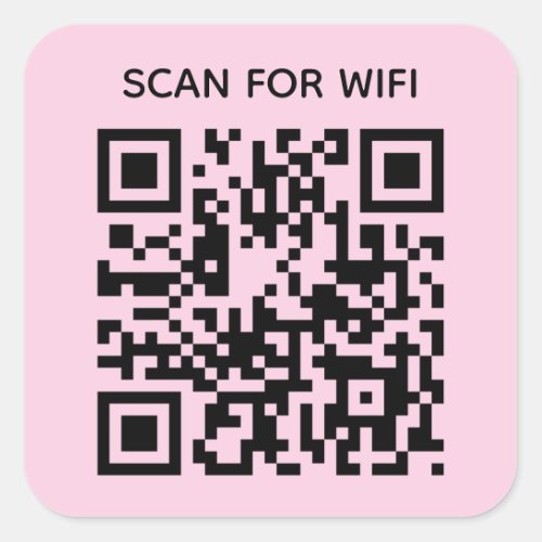Scan to connect Wifi QR Code Modern Pastel Pink Square Sticker