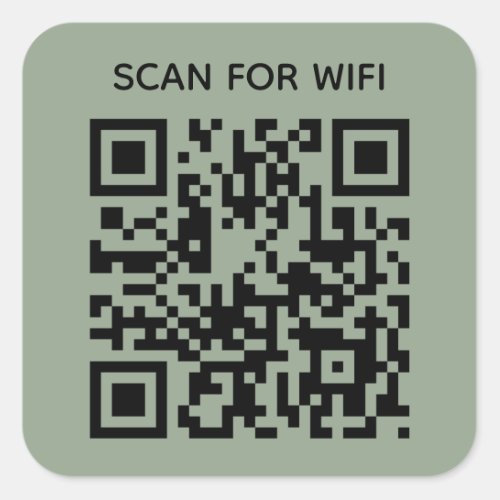 Scan to connect Wifi QR Code Modern Sage Green Square Sticker