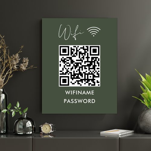 Scan To Connect Wifi Qr Code Password Forest Green Poster