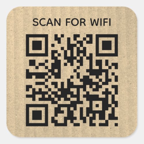 Scan to connect Wifi QR Code Rustic cardboard Square Sticker