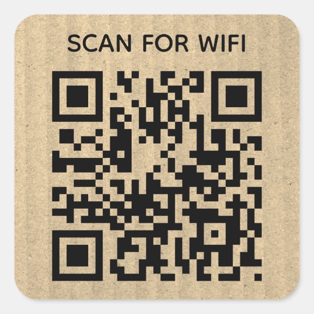 Scan to connect Wifi QR Code Rustic cardboard Square Sticker (Front)