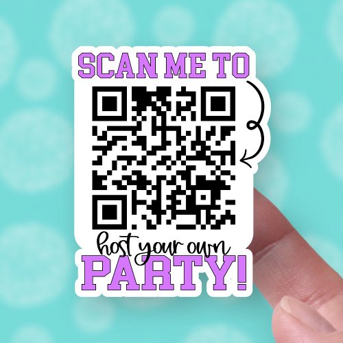 Scan to Host a Party Purple QR Code Small Business Sticker