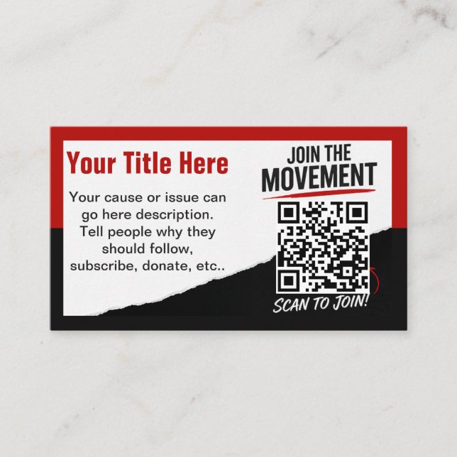 Scan to Join Movement QR Code Design Template Business Card (Front)