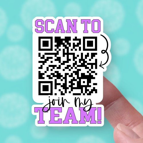 Scan to Join My Team Purple QR Code Small Business Sticker