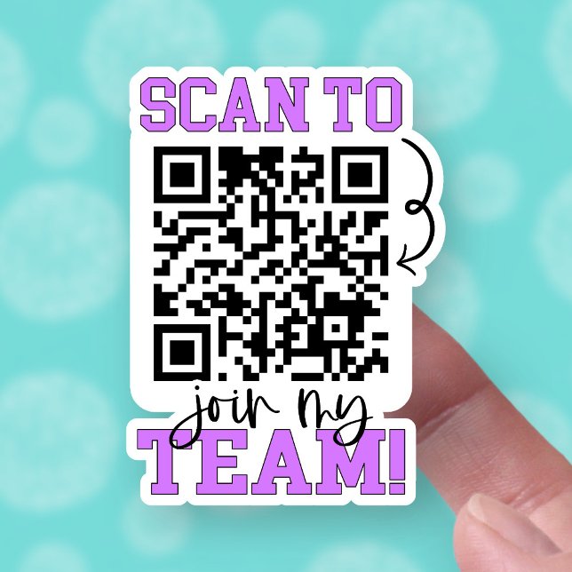 Scan to Join My Team Purple QR Code Small Business Sticker (Creator Uploaded)
