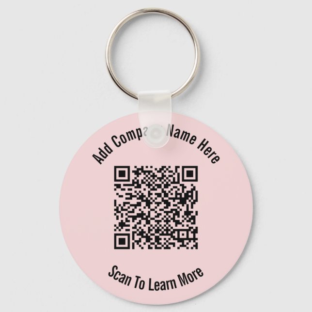 Scan to Learn More QR Code Black and Pink Business Keychain (Front)