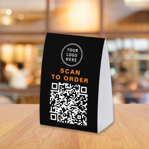 Scan to Order QR Code Black Restaurant Paper Table Tent